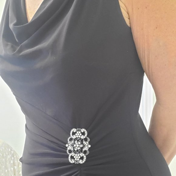 Black with Rhinestone Accent Dress - Picture 3 of 12